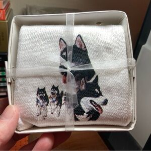 🎉HP🎉Husky Dog Crew Socks NWT in Gift Box Adult 9-11 Siberian Dog Lover Cotton